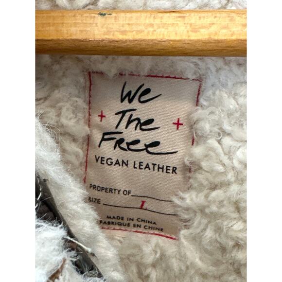 Free People NWT We The Free Andies Embroidered Vegan Leather Moto Jacket Size L - Picture 8 of 13